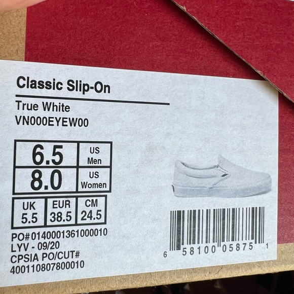 Vans Unisex White Slip Ons 8W 6M - Picture 10 of 10